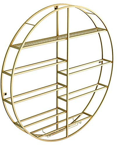 WJDREPKHY Weinregal zur Wandmontage – Wandmontiertes Weinregal aus Eisen, runde Lagerregale, Wand-Weinregal-Flaschenhalter, Champagnerglasregal, Bar-Heimdekor, Gold