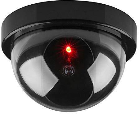 1Pc Simulation Camera Fake Dummy Dome Surveillance Security Camera Flashing Red Light (Black)