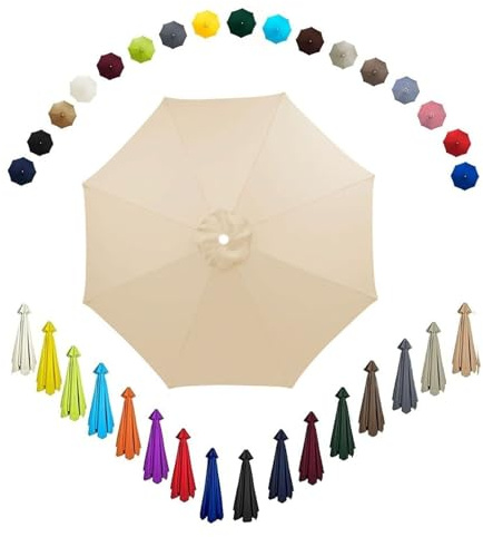 Generico Telo di Ricambio per Ombrellone a 8 Stecche, Telo di Ricambio per Ombrellone da Giardino, Copertura di Ricambio, per Tavolo, Ombrello, Baldacchino, per Spiaggia, Piscina(Beige,300cm/9.8ft)