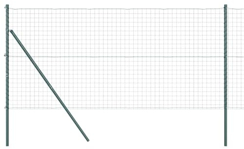 vidaXL Cerca Euro de con 7 Postes de 1.2 x 10m en Acero galvanizado Verde. Ideal para privacidad en el Exterior, resiste los UVA y es Duradera delimitar tu jardín o como Soporte para