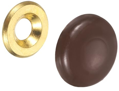 sourcing map 14 Pcs 16.8 mm Decorative Caps Cover Nails, Zinc Alloy Screw Covers Caps Mirror Fixing Screws for Mirrors, Coffee Tables, Wooden or Glass Furniture, Brown