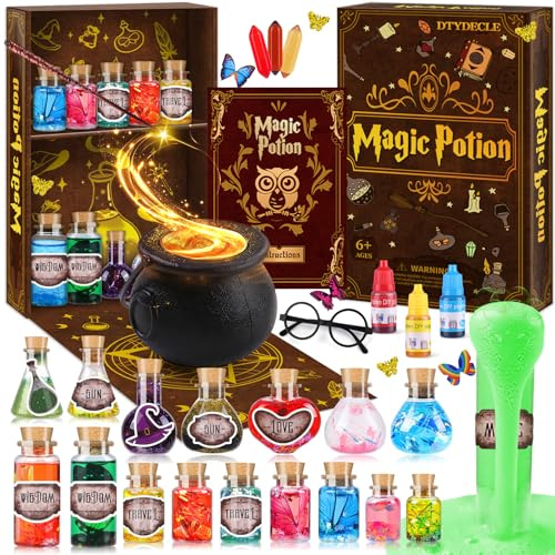 DTYDECLE 22pcs Magic Bottle Kit, Magic Mix Wizard Potion Plastic Bottle Craft Toy Kits for Kids Girls Boys Age 6+