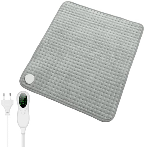 CYFIE XL Heizkissen, elektrisch, 50 x 60 cm, 10 Bauchstufen, mit Controller, elektrisches Heizkissen für Rücken, Nacken, Schultern, Kabellänge 250 cm