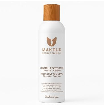 Botaniskt skyddande schampo för hundar och katter MAKTUK botaniska djur, naturlig fosel med citronella och pelargon, allergivänlig och mjuk mot känslig hud | rengöring och glans | 200 ml