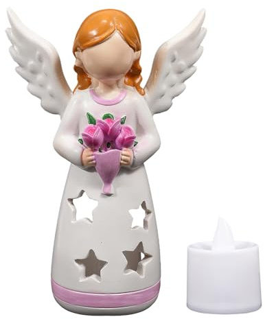 Angel-Kerzenhalter, Angel Blumenskulptur, Harzengel Kerzenständerlampe, Engels Harz Statue Dekoration Mit LED Licht Zum Verschenken Bei Geburtstag Weihnachten Und Für Mama
