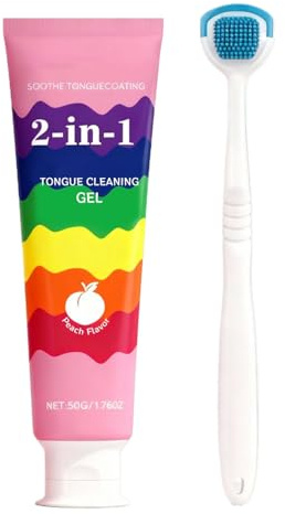 Holdes Puliscilingua,Raschietto E Detergente Per Denti - Kit Per La Pulizia Della Lingua - Per L'Igiene Di Spazzolino, Gengive E Denti Per Adulti E Uomini