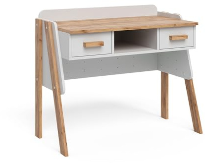 VitaliSpa Schreibtisch Malia, Weiß/Artisan, 97 x 51 cm | mit 2 Schubladen, höhenverstellbar für flexible Arbeitsplatzgestaltung