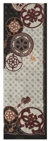 GUESS Sciarpa Donna in Poliestere, Motivo Geometrico, Nero e Marrone, 60 x 180 cm, Made in Italy