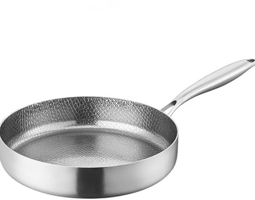 WANWEN Padella in Titanio Plateful, Padella Martellato Antiaderente con Coperchio, Pan Titanio Puro per Cucinare, Pan Antiaderenti in Martellato Pro, per Ogni Piano Cottura (no lid,28cm)