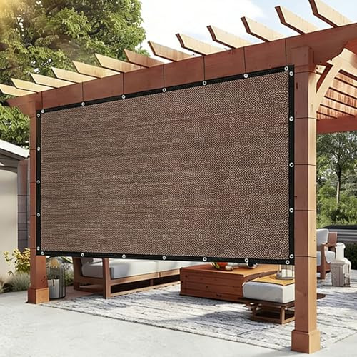 4X8m Tenda da Sole per Esterno,Telo Rete Ombreggiante Marrone Occhiellato Vele Parasole Prova di Sole,per Copertura Pergolato con Occhielli per Recinzione/Giardino/Balcone/Serra/Auto/Cane