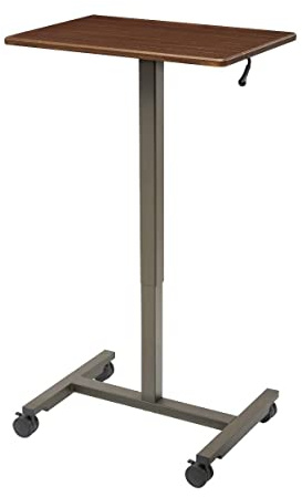 Seville Classics Airlift 62 cm pneumatisch höhenverstellbarer mobiler Steh-Sitz-Tisch (74,4 bis 110,4 cm H), Ahorn