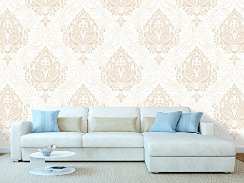 fotomural vinyle et papier peint mural Damas Pochoir Floral Baroque | fotomural pour mur | Papier peint Sticker mural décoratif | | | plusieurs tailles | Décoration comedores, sallon, chambre...