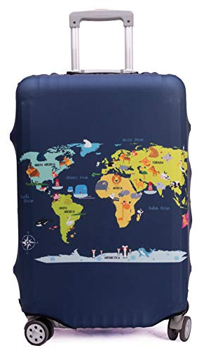 Maddy's Home Travel Luggage Cover Trolley Case Protective Cover Fits 22-32 Inch Luggage (Map, L (Fit 26-28 Suitcase))