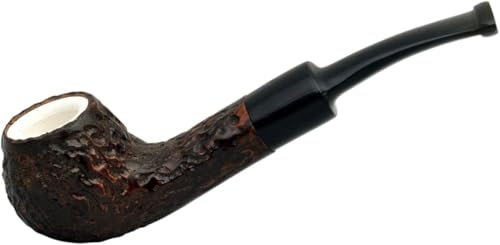 Maxim Domino Petite pipe à tabac en bruyère doublée de sureau sculptée semi-courbée Marron