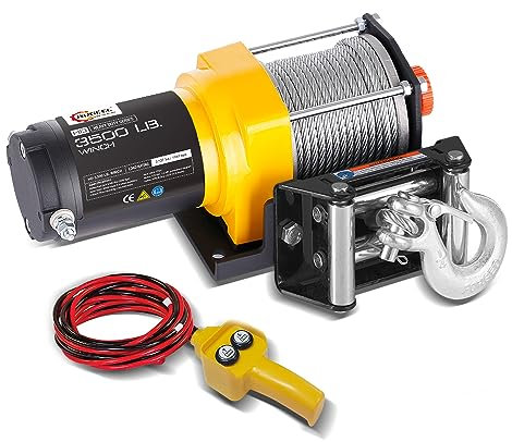 RUGCEL WINCH 3500lb. ATV/UTV Electric Winch,with Roller Fairlead, Mount Plate