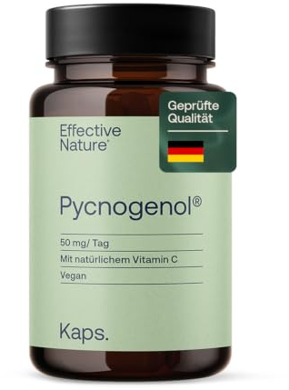 Effective Nature - Pinienrindenextrakt hochdosiert - Original Pycnogenol | mit Vitamin C aus der Acerolakirsche - Vegan - ohne Zusätze - laborgeprüft