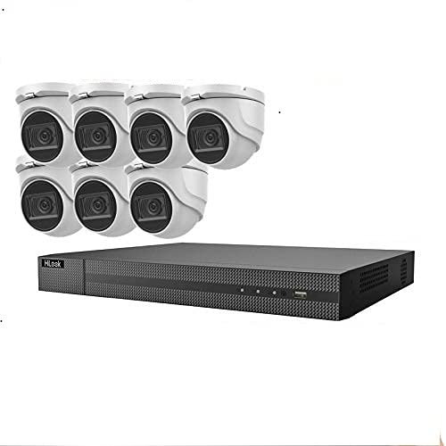 HILOOK 8MP CCTV 4K UHD DVR 8CH SYSTEM INDOOR OUTDOOR 7X VIVID HD CAMERAS 30M NIGHT VISION SECURITY CAMERA KIT UK (2TB HDD, WHITE)