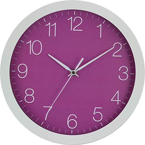 Eurotime 56152-00-4 - Reloj de Pared con Radio Radiocontrolado Estacion (30 cm, Carcasa de Aluminio, Cristal Auténtico, Dial de 12 Números, Cambio de Hora Automático), Color Blanco