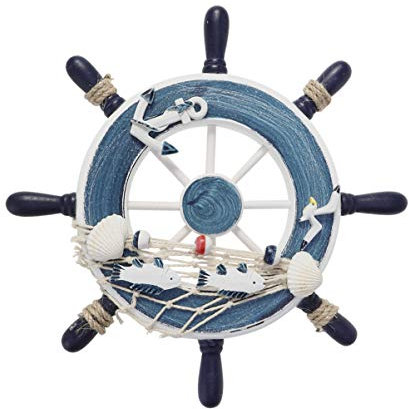 BESPORTBLE Holz-wanddeko Ruder Mit Fischernetz Blau Maritimer Stil Für Heimdekoration Einfache Wandbefestigung