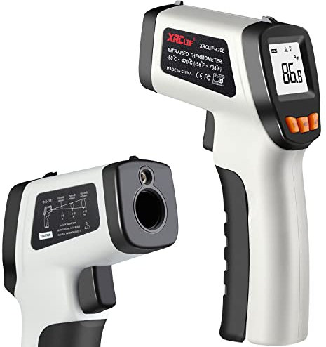 Infrared Thermometer (Not for Human), XRCLIF Laser Thermometer Gun for Cooking/Pizza Oven/BBQ -58°F ~ 788°F, Non-Contact Instant Read IR Temperature Gun, Grey/Black