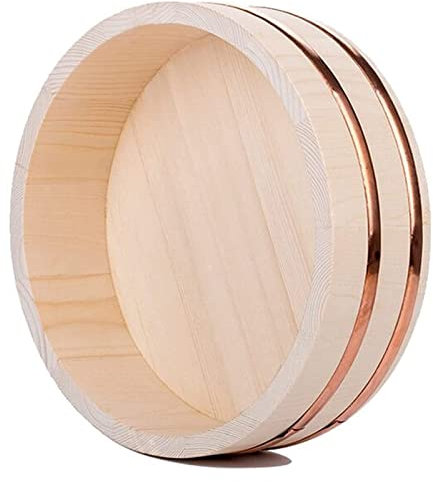 Sushi Rice Bowl Large Japanese Wooden Hangiri Sushi Rice Mixing Bowl Tub for Sushi Restaurant Sushi Oke Copper Bands,72x16cm