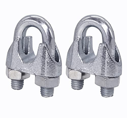 (2 Stück) Drahtseilklemmen M10, Kabelclips, DIN 741, Stahlklemme für Ø 14 mm Drahtseil, U Bolzensattel (2 Stück, M10 für Ø 14 mm)