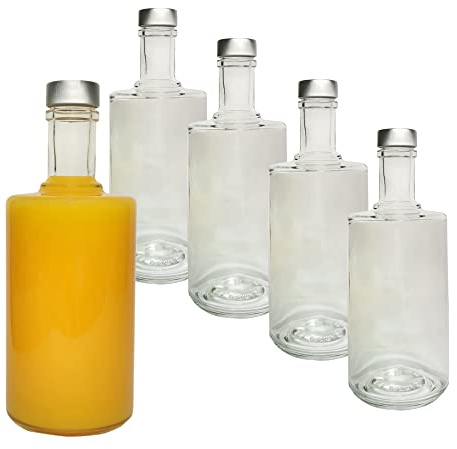 DIAH DO IT AT HOME 10x 700ml NONO Clear Glass Empty Bottles with Silver Screw Caps - Premium Liquor Bottles for Home Brewing, Spirits, Whisky, Gin, Vodka, Rum & Liqueurs