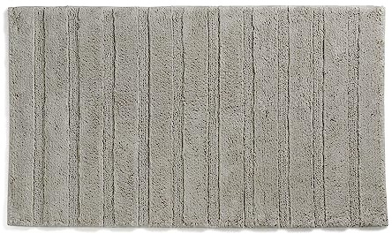 kela Badematte rutschfest 50 x 80 x 1,6 cm MEGAN, Badezimmerteppich grau, waschbar, recycelte Baumwolle, Badvorleger in Hoch-/Tief-Design, silbergrau