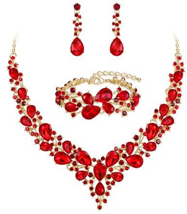 Ever Faith Wedding Bridal Jewellery Sets, Red Gold-Tone