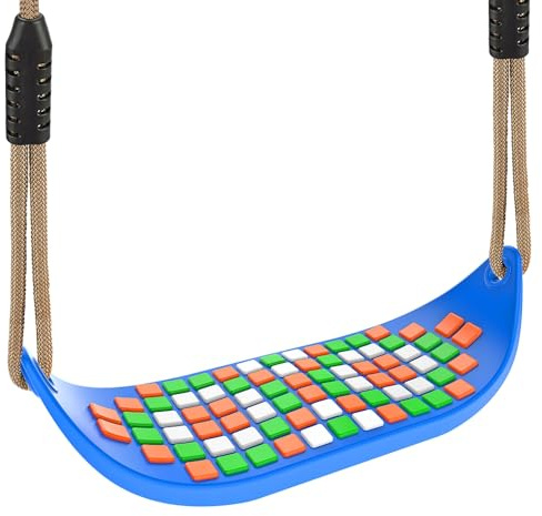 SELEWARE Schaukel Outdoor Kinder Schaukelsitz - Indoor Erwachsene Schaukelbrett mit rutschfest Verstellbaren Seil Garten Kinderschaukel rutschfest Hinterhof Gartenschaukel Blau