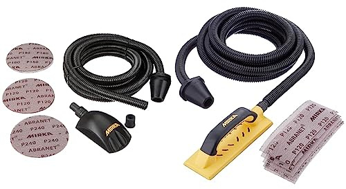 Mirka Roundy Handschleifer Starter-Kit, Hand-Wandschleifer mit Klett & Handy Handschleifer Starter-Kit, Hand-Wandschleifer mit Bügelgriff und Klett, 5 x Mirka Abranet® Netz-Schleifstreifen