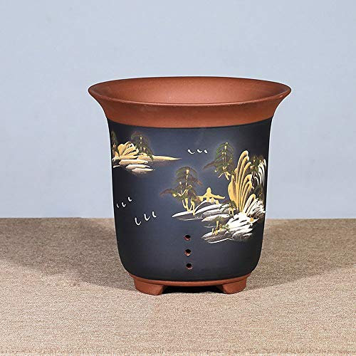 High-End Lila Sand High Tube Großer Blumentopf Wohnzimmer Keramik Hoher Blumentopf Indoor Balkon Pflanze Bonsai Keramik Garten Dekoration Blume Grünpflanze Pflanzer (Color : Style 1)
