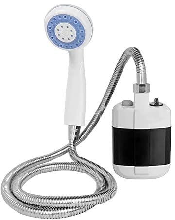 Cryfokt Tragbare Dusche, Campingdusche, 4 Bis 5 L/min, Outdoor-Camp-Dusche mit 2200 MAh Wiederaufladbarem Akku, Elektrischer Duschkopf, Beheizter Duschkopf für Camping, Wandern, Reisen