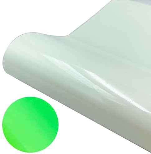 SUIOPPYUW Leuchtender Vinyl Wärmeübertragungs Aufkleber zum Aufbügeln, für Zuhause, Kleidung, Papier, Stoff, Textilien, Mütze, Hut, DIY Handwerksbedarf, Grünes Lichtweiß