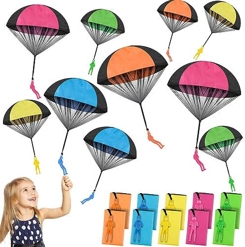 BBjinronjy Children's Army Men Parachute Toys - Pack of 10, Hand Throw, Exciting Outdoor Flight Toy for Children and Adults, Airland Heroes