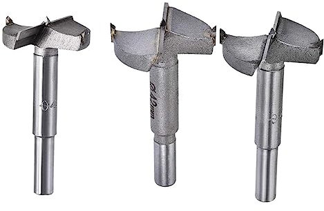 TOP-VIGOR 38mm 40mm 42mm Forstner Drill Bit Set, Tungsten Carbide Wood Auger Drill Bit Hole Saw Opener for Woodworking Hinge Hole Drilling Boring Bit Cutter 3in1 Set