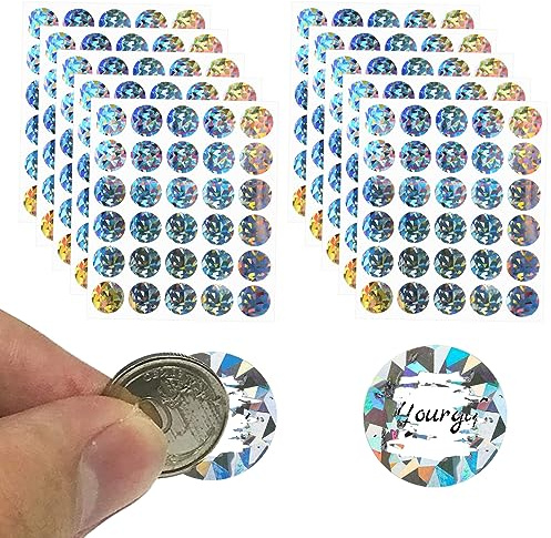 Rubbellos Aufkleber, 300 Stück Runde Rubbel-Aufkleber, 2,5 cm Durchmesser, Glänzendes Hologramm für DIY Überraschungen