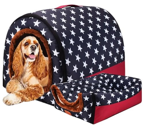 Anti-Angst-Hundebett Hundehaus, Haustierbett Welpenhaus Katzenhaus Hundehöhle Bett Katzenhaus Zwinger Haustiernest Hundesofa mit rutschfester Unterseite für kleine, mittelgroße Hunde, 38 x 38 x 19 cm,