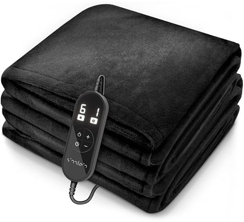 sinnlein® Heizdecke 160x120cm mit Abschaltautomatik | Wärmedecke elektrisch | Kuscheldecke mit Timerfunktion, 9 Heizstufen , Digitalanzeige & Überhitzungsschutz | Geschenke für Frauen & Männer