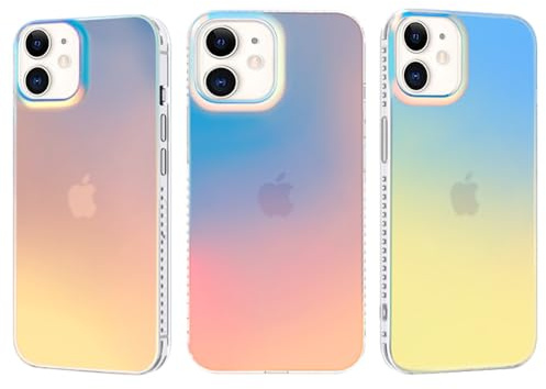 AoozeFon für Handyhülle iPhone 11 Hülle Matt Durchscheinende Schillernd Fluoreszierend Regenbogen Effekt Schutzhüll für iPhone 11 Schlanke Harter PC Rückseite + Weichem Silikonrand Hybrid Case