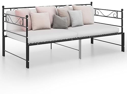 ZQQLVOO Bettgestell Familienbett Palettenbett Ausziehsofa Bettgestell Schwarz Metall 90x200 cm Geeignet für Familienzimmer