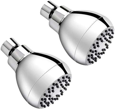 AISOSO High Pressure Shower Heads, 2PCS Showerheads 3 Inches with 360 Rotation and Silicone Nozzles for Strong Spray Relaxing and Comfortable Shower, Chrome
