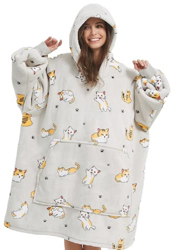 Sedefen Sweatshirt Hoodie Decke mit Ärmeln Deckenpullover Tragbare Decke Kapuzenpullover für Erwachsene Damen Herren,Flauschige Sherpa Kuscheldecke Ärmeldecke