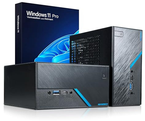 Greed® Nano Plus - High End Mini PC mit Intel i5 10400 - Silent Multimedia Computer + Micro Desktop Rechner für Büro & Office mit 4,3 GHZ - 16GB DDR4 RAM - 512GB SSD - USB 3.2 - WLAN, inkl Win 11 Pro