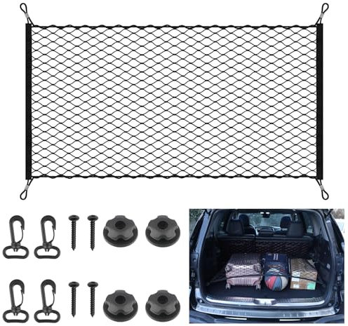 Gepäcknetz, 110 x 60 cm Kofferraumnetz, Kofferraum Netz Gepäcknetz Auto Aufbewahrung Netz GepäcknetzErstreckt Sich auf 140x100cm Aufbewahrung Ladungssicherung für Meisten Fahrzeugtypen