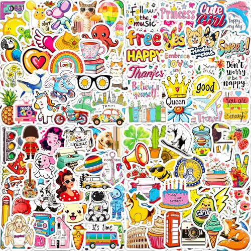 Set of Waterproof Vinyl Stickers for Kids, Teens, and Adults – Waterproof Vinyl Stickers for Scrapbooking, Kindle, Laptop, Water Bottle, Skateboard, Journal, MacBook, Mobile Phone