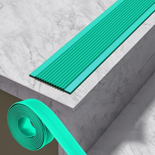 Treppenkantenprofil Selbstklebend PVC Kunststoff Treppen Vinyl-Anti-Rutsch-Treppenkante Antirutsch-Profil Winkelprofil Rutsch Streifen Für Treppen, Stufen, Hang, Rutschige Böde ( Color : Green , Size