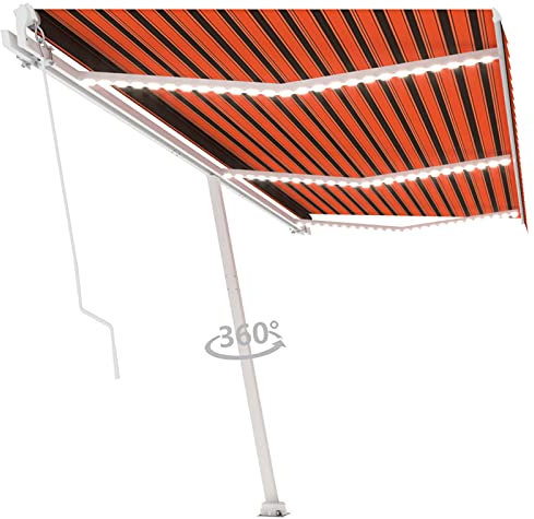 ShGaxin Gelenkarmmarkise Einziehbar Balkon Deko, Sonnensegel Balkon, Balkon Markise, Terrassendach, Awning Balcony, Sonnensegel, Balkonschutz Sichtschutz, 600x300 cm Orange und Braun
