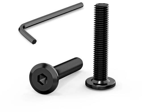 30 Stück Schrauben M6 x 30 mm, Flachkopfschrauben M6 Innensechskant Edelstahl A2 V2A Vollgewinde Schwarzes Oxid mit Innensechskantschlussel