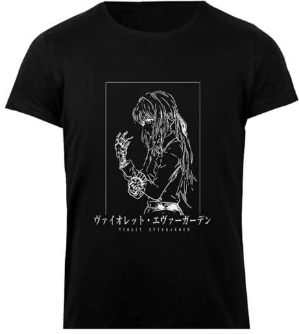 Violet Evergarden Skull Hand T-Shirt Femme Basic Coton Noir